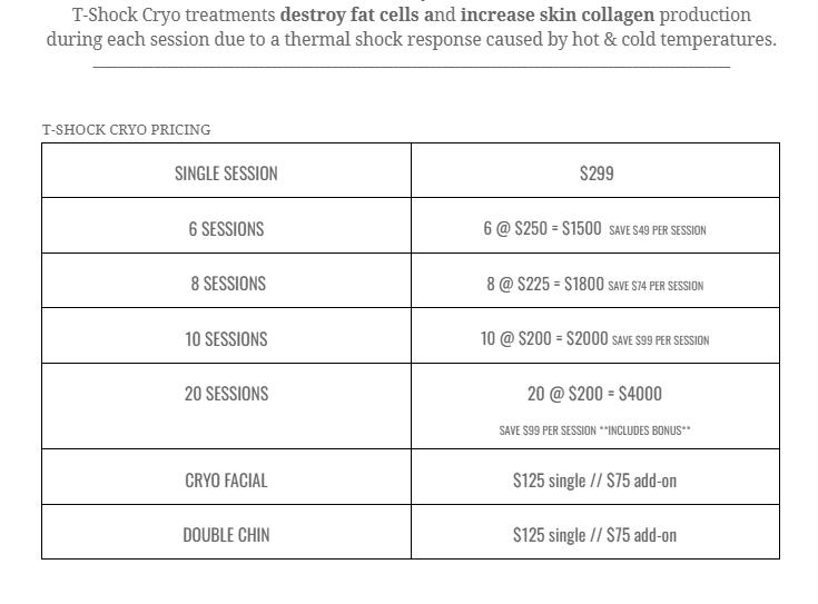 T shock Cryo - Body session info
